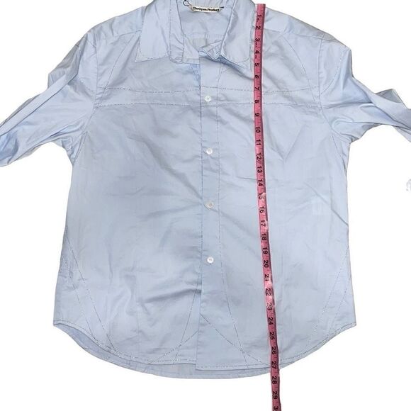 Theopen Product SSENSE Exclusive Blue Stitched Shirt Long Sleeve Men sz 2 Medium - Picture 8 of 11